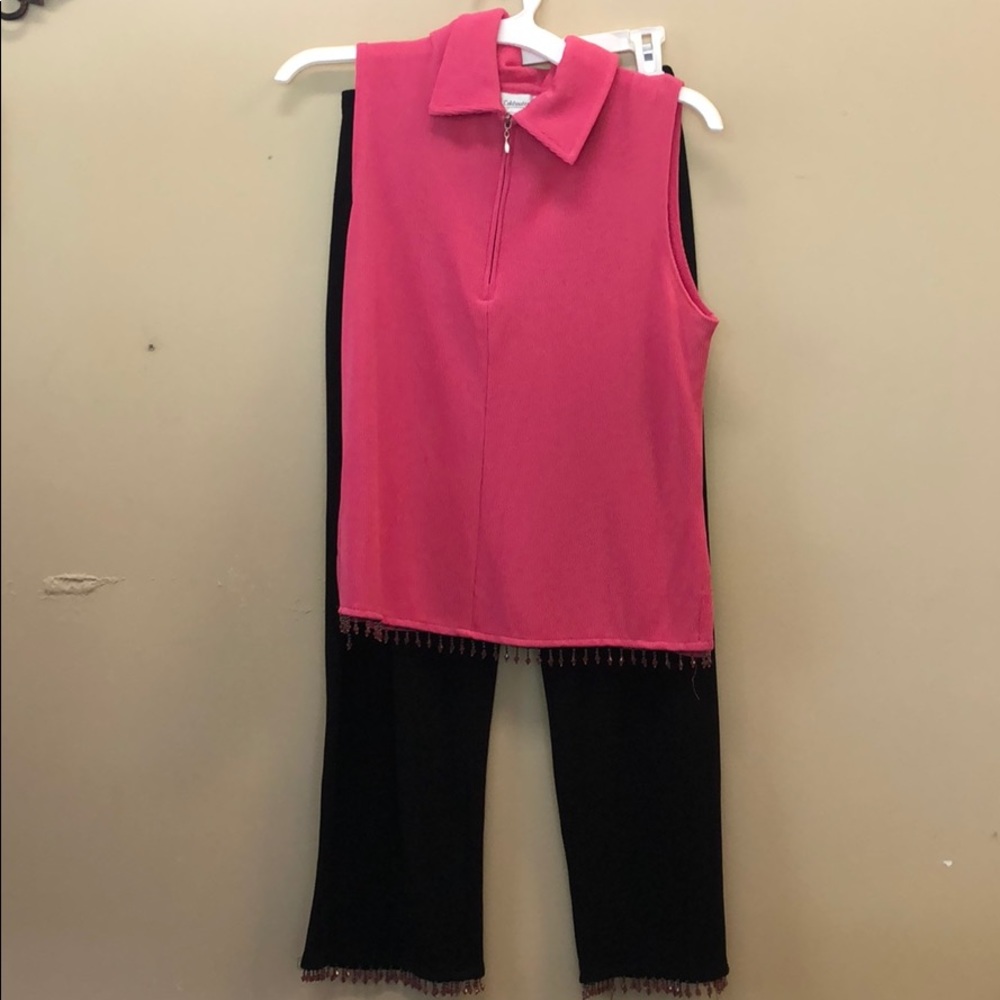 Sleeveless zip up shirt with matching pants